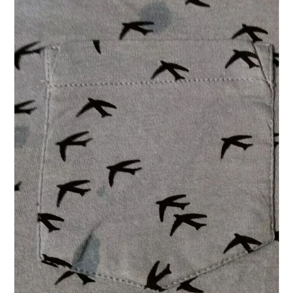 Native Code Mens T-Shirt Large Birds Graphic Both Sides Short Sleeves Blue/Black - Picture 4 of 7